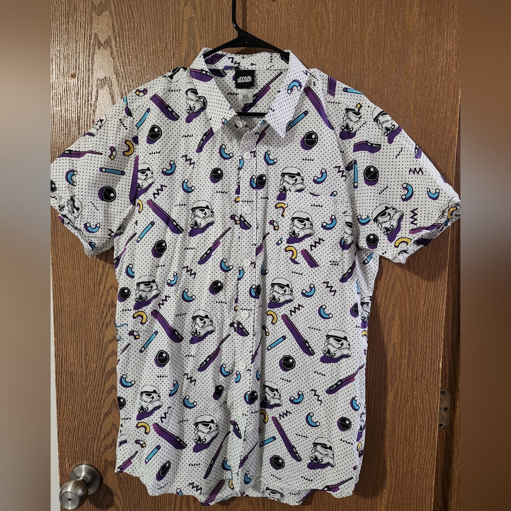 Star Wars Men's Shirt - White, Purple, and Blue